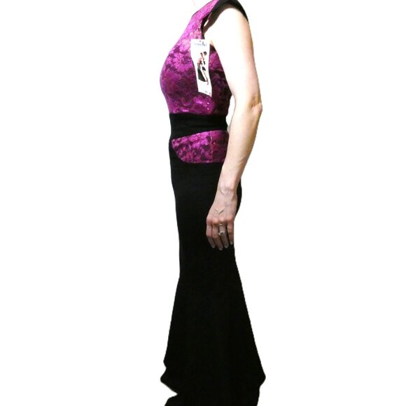 Holiday Party Dress Womens 4 Mermaid Corset Lace Vintage Old Hollywood Burgundy - Picture 5 of 9